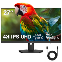 CRUA 27" 4K UHD Monitor, IPS Flat Panel, 3840×2160,Computer Monitor 120% SRGB, FreeSync ,HDMI & DP Ports, , HDR, Wall Mountable – Black