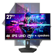 CRUA 27 160Hz Gaming Monitor, IPS UHD3840x2160P, 120% SRGB, Support FreeSync, Height adjustable, Lighting effects, Built-in Speakers, HDMI & DP, Black