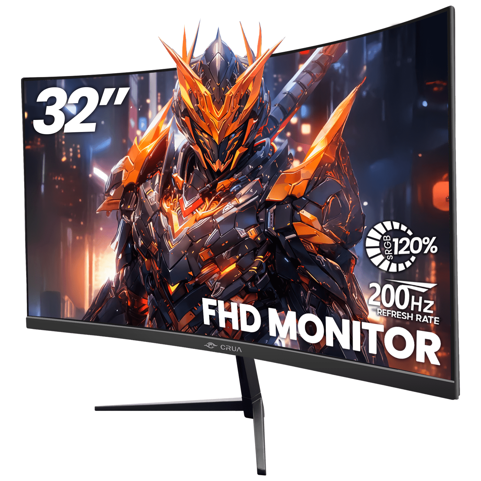 CRUA 32" Curved Gaming Monitor -200Hz FHD (1920 *1080P), 120% sRGB, AMD Freesync, HDMI/DP, Wall Mountable Installs-Black