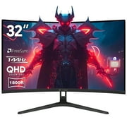 CRUA 32" Curved Gaming Monitor, 144Hz QHD VA Screen, 1800R, FreeSync, 99 sRGB, Low Blue Light, HDMI/DisplayPort, Wall Mountable - Black