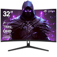 thumbnail image 1 of CRUA 32" Curved Gaming Monitor,180Hz QHD(2560 * 1440P) VA Screen, 1800R Monitors, Support FreeSync, 120% sRGB, Low Blue Light, with HDMI/DisplayPort, Support Wall Mount- Black, 1 of 7