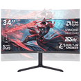thumbnail image 1 of CRUA 34"165Hz Curved Ultrawide Gaming Monitor, 3440×1440 UWQHD, Height Adjustable Stand, Built-in Speakers, HDMI & DisplayPort, Black, 1 of 9