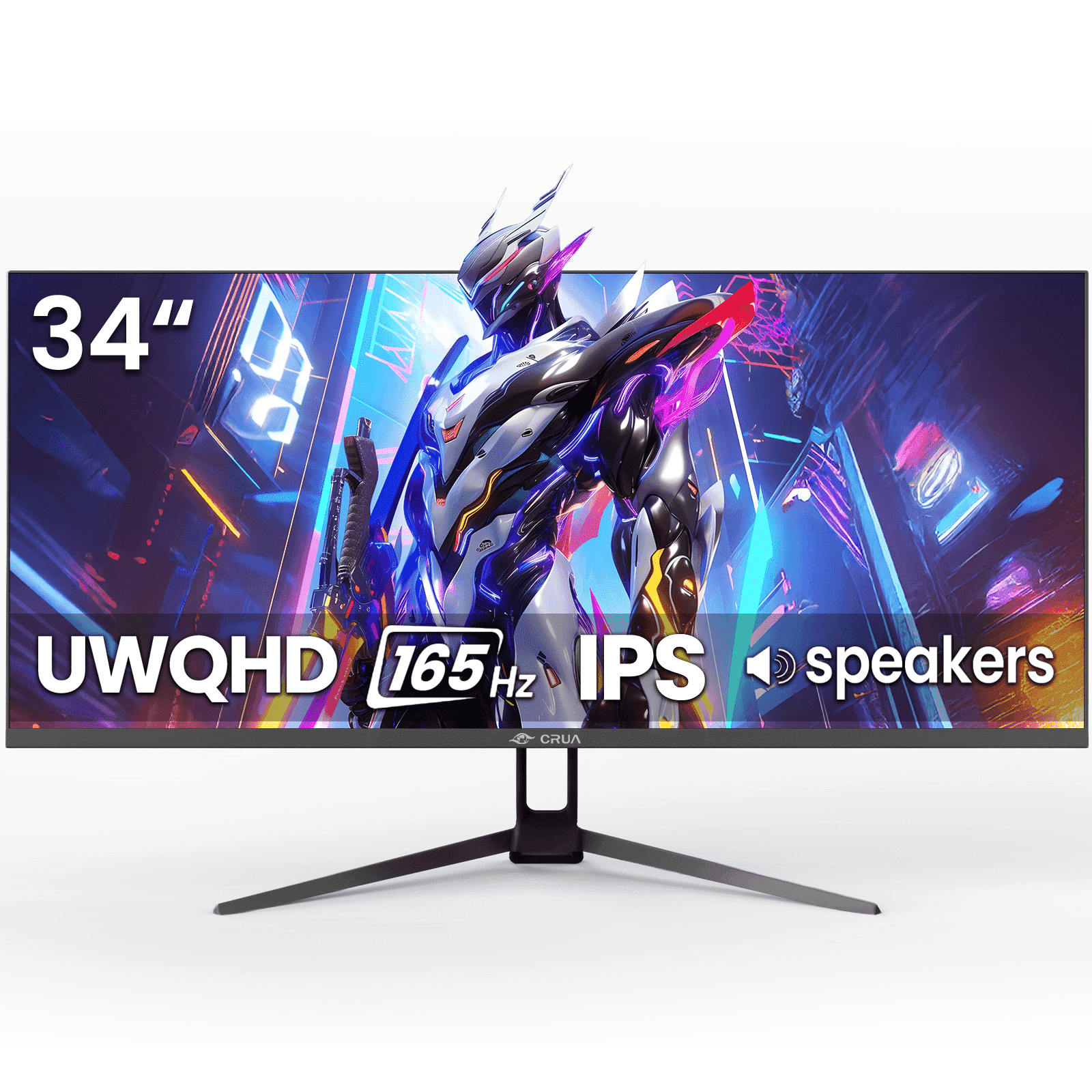CRUA 34 Inch UWQHD Ultrawide Gaming Monitor, 165Hz, Built-in