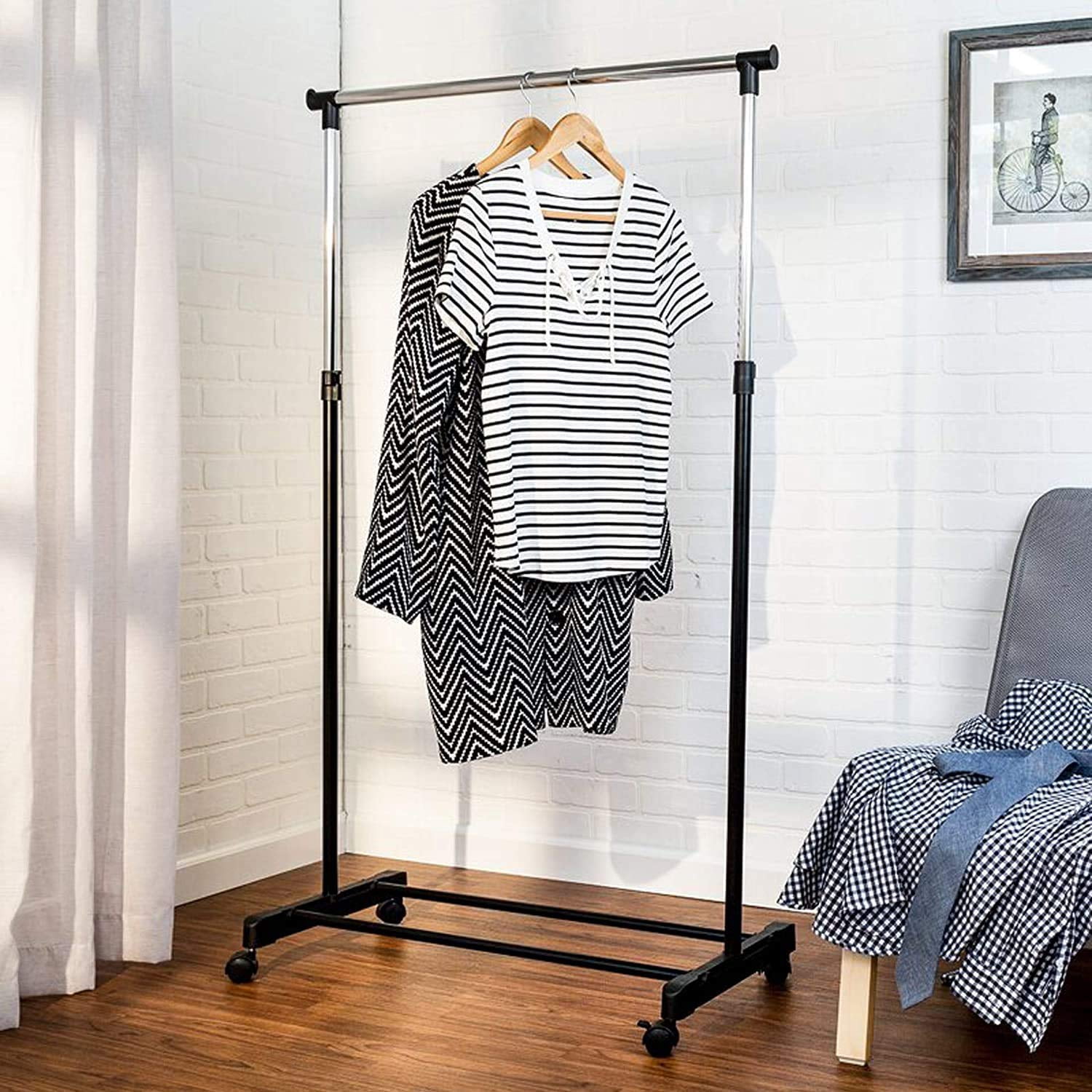 CRUCIATE Stainless Steel Double Pole Clothes Hanger Storage Rack ...