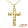 thumbnail image 1 of CRUCIFIX NUGGET CROSS PENDANT NECKLACE IN GOLD (YELLOW/ROSE/WHITE) :  14K  Pendant with 18" chain, 1 of 1