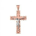 thumbnail image 1 of CRUCIFIX NUGGET CROSS PENDANT NECKLACE IN TWO-TONE ROSE GOLD :  14K  Pendant with 20" chain, 1 of 2