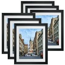 CRUGLA 6 Pack 8x10 Picture Frames, Black Photo Frame Set with Mat for Wall or Tabletop Decoration