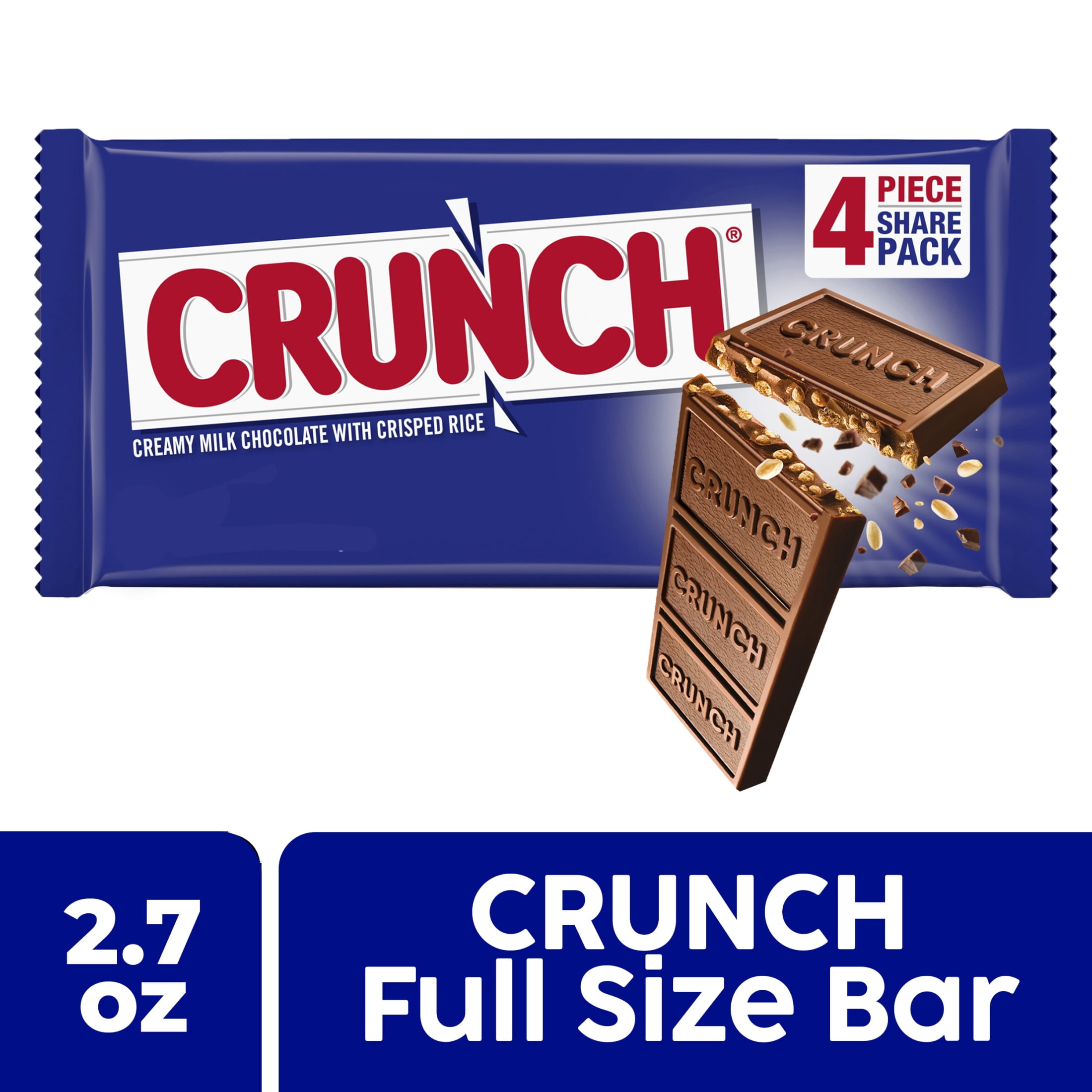 CRUNCH Milk Chocolate and Crisped Rice Candy Bars, Shareable Pack, 2.7 ...