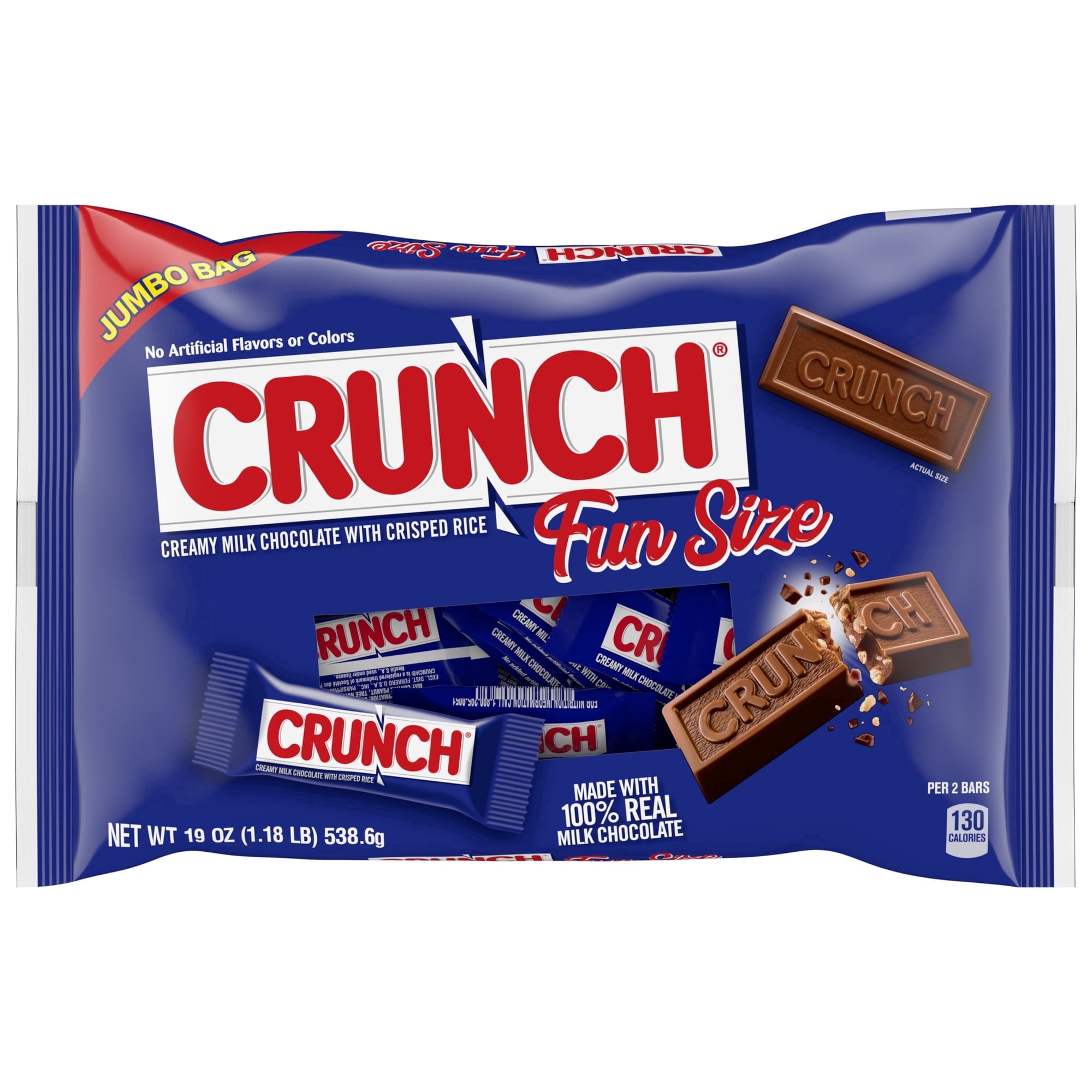 CRUNCH Fun Size Candy Bars, Creamy Milk Chocolate with Crisped Rice ...