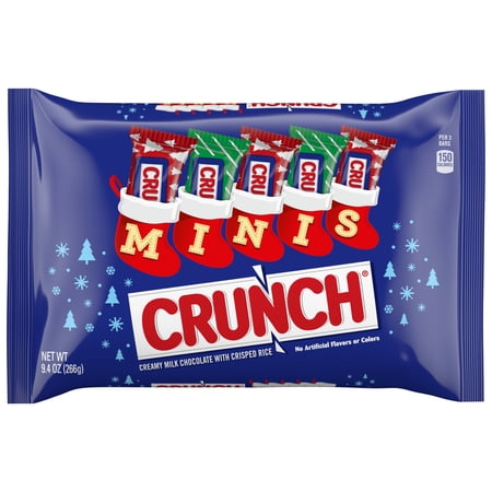 CRUNCH MINIS, Milk Chocolate And Crisped Rice, Individually Wrapped Candy Bars, 9.4 oz