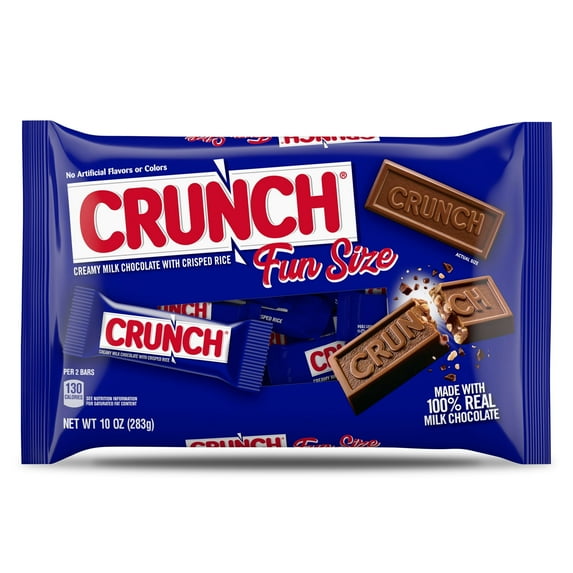 CRUNCH, Milk Chocolate and Crisped Rice, Fun Size Candy Bars, 10 oz