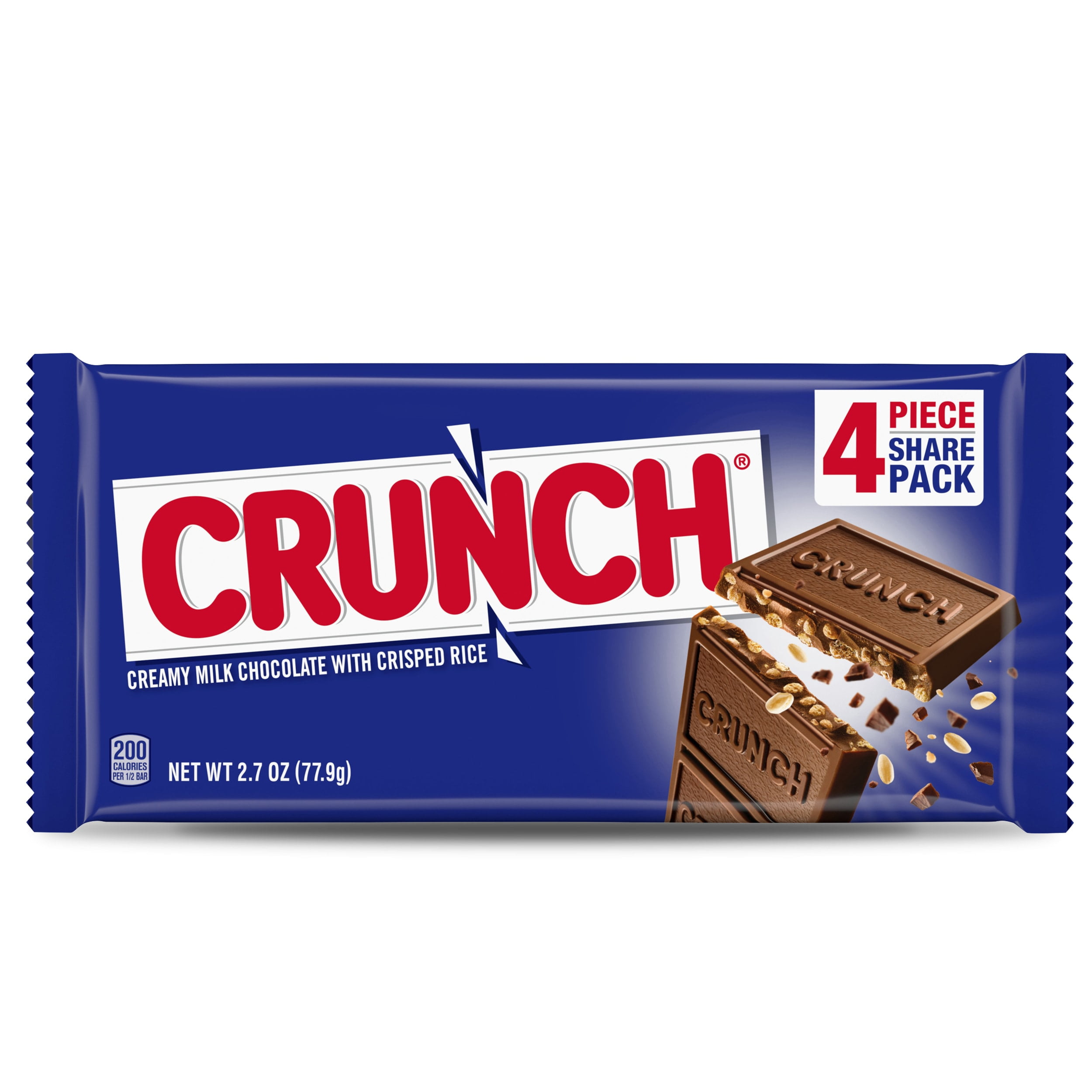 CRUNCH Milk Chocolate and Crisped Rice, Share Size Candy Bars, Share Pack,  2.7 oz