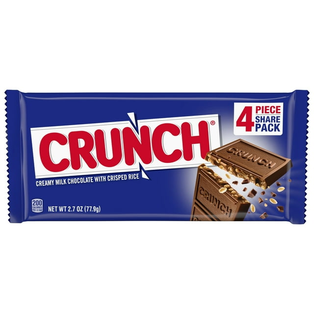 CRUNCH Milk Chocolate and Crisped Rice, Share Size Candy Bars, Share Pack, 2.7 oz
