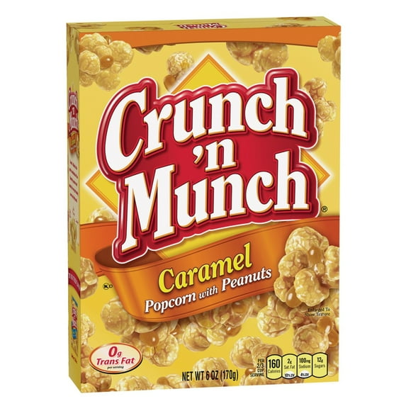 CRUNCH 'N MUNCH Caramel Popcorn with Peanuts, 6 oz.