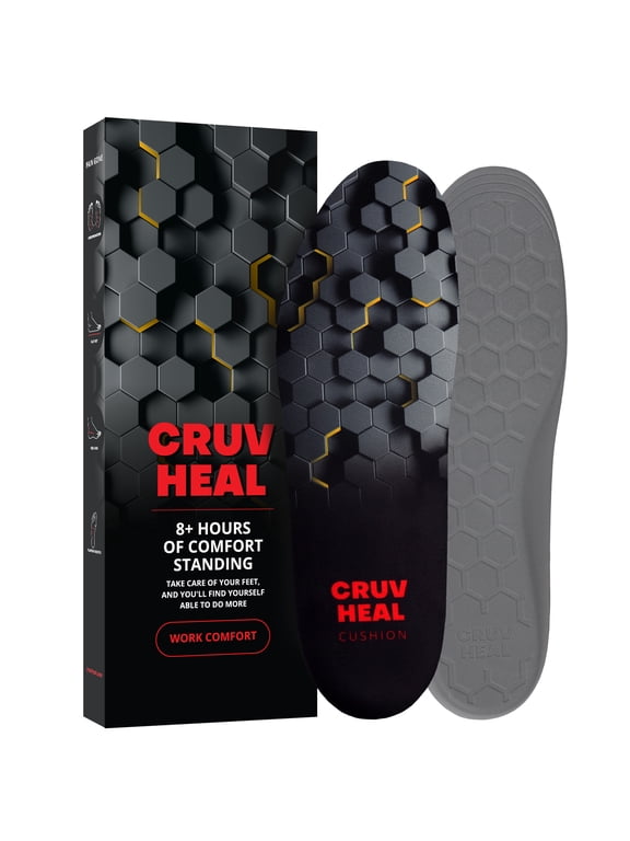 Work Comfort Insoles for Men Women Flat Feet Orthotics Low Arch Size XL, Black