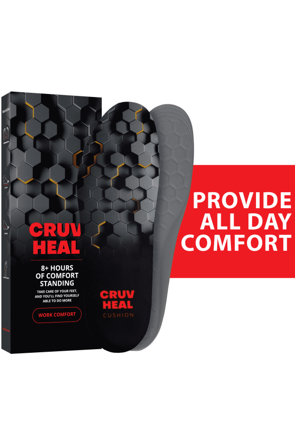 Work Comfort Insoles for Men Women Flat Feet Orthotics Anti Fatigue Low Arch (L, Black)