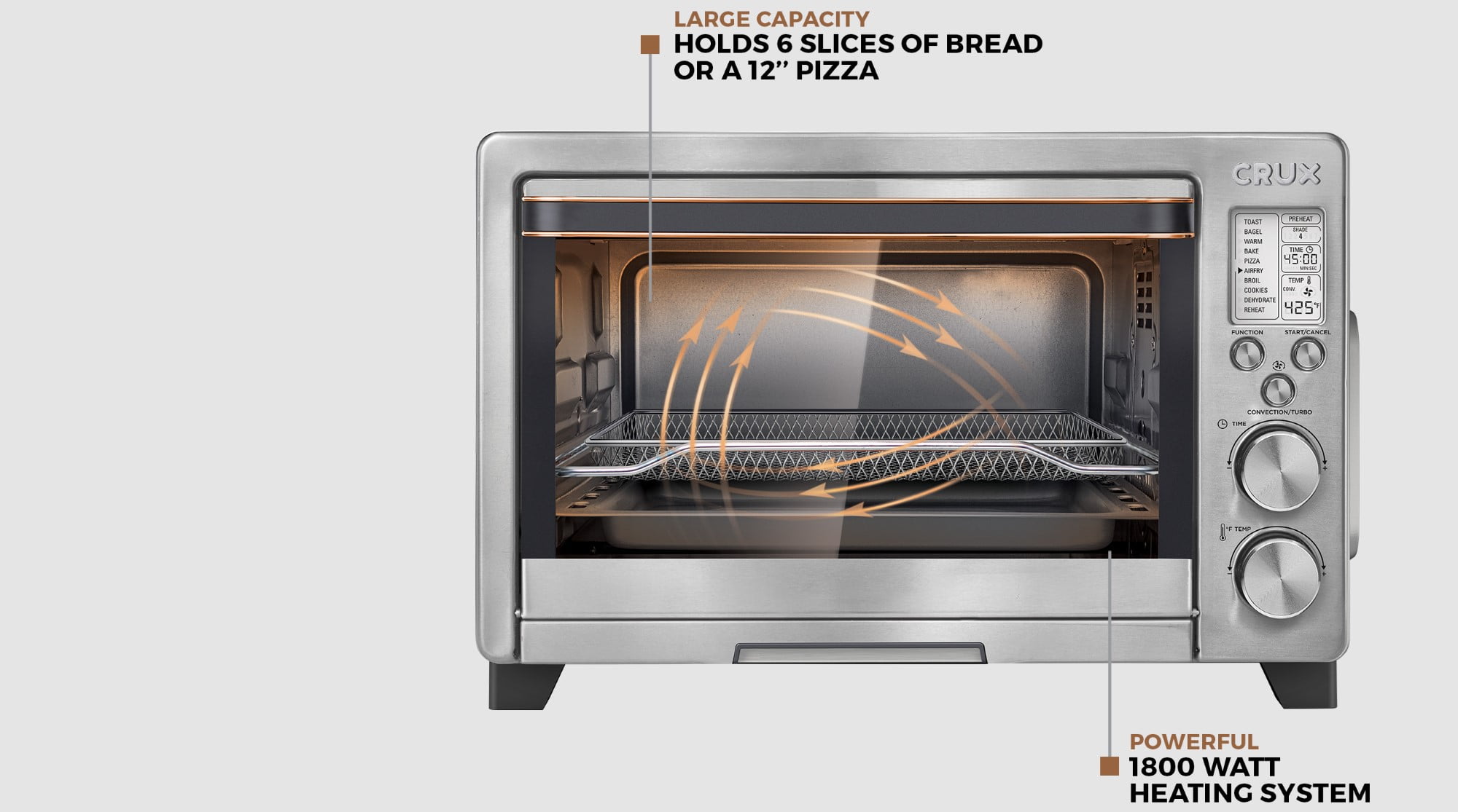CRUXGG 6 Slice Digital 10-in-1 Toaster Oven with Air Fry – Crux Kitchen