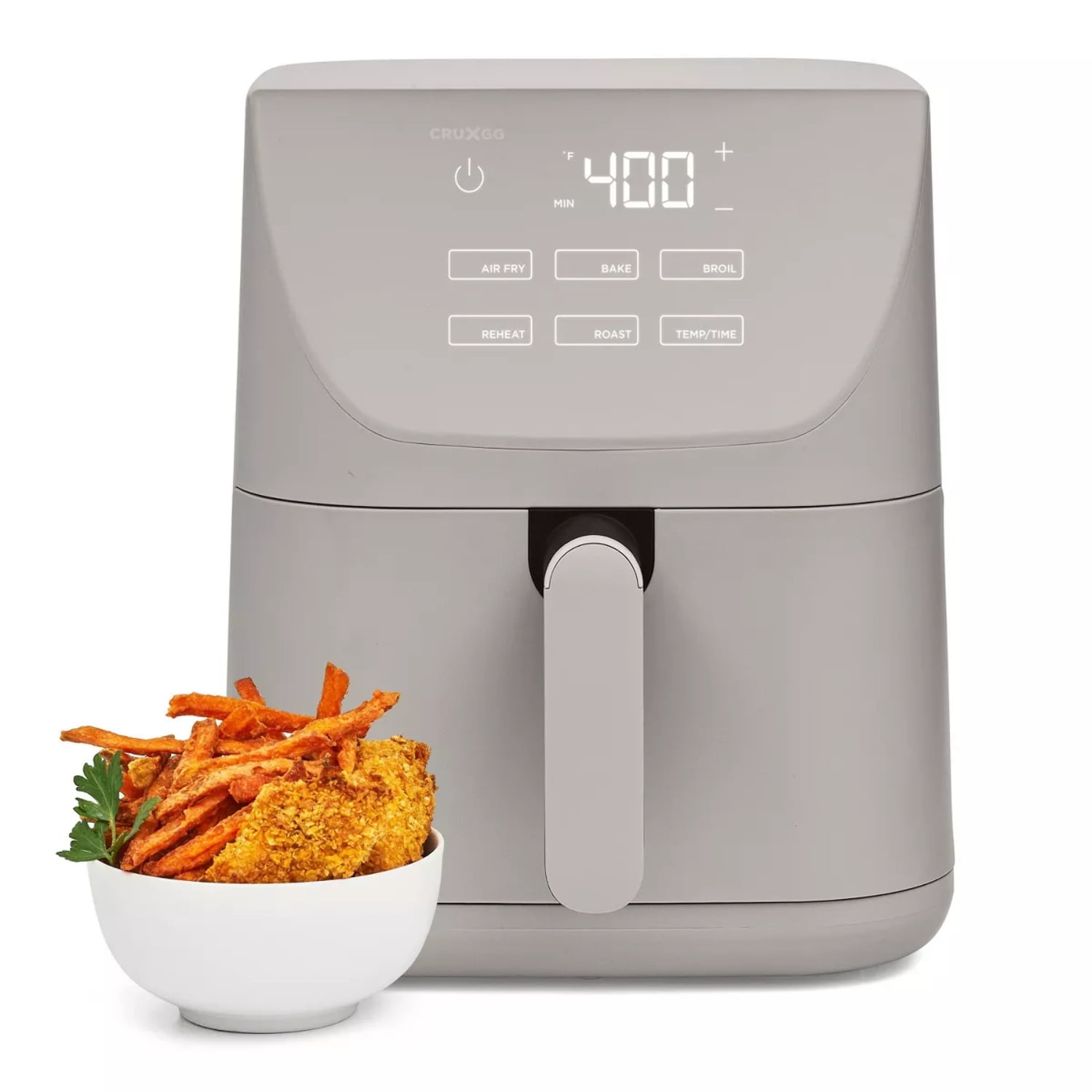 CRUXGG 6QT Air Fryer, TurboCrisp Tray, Touchscreen, 5 Cooking