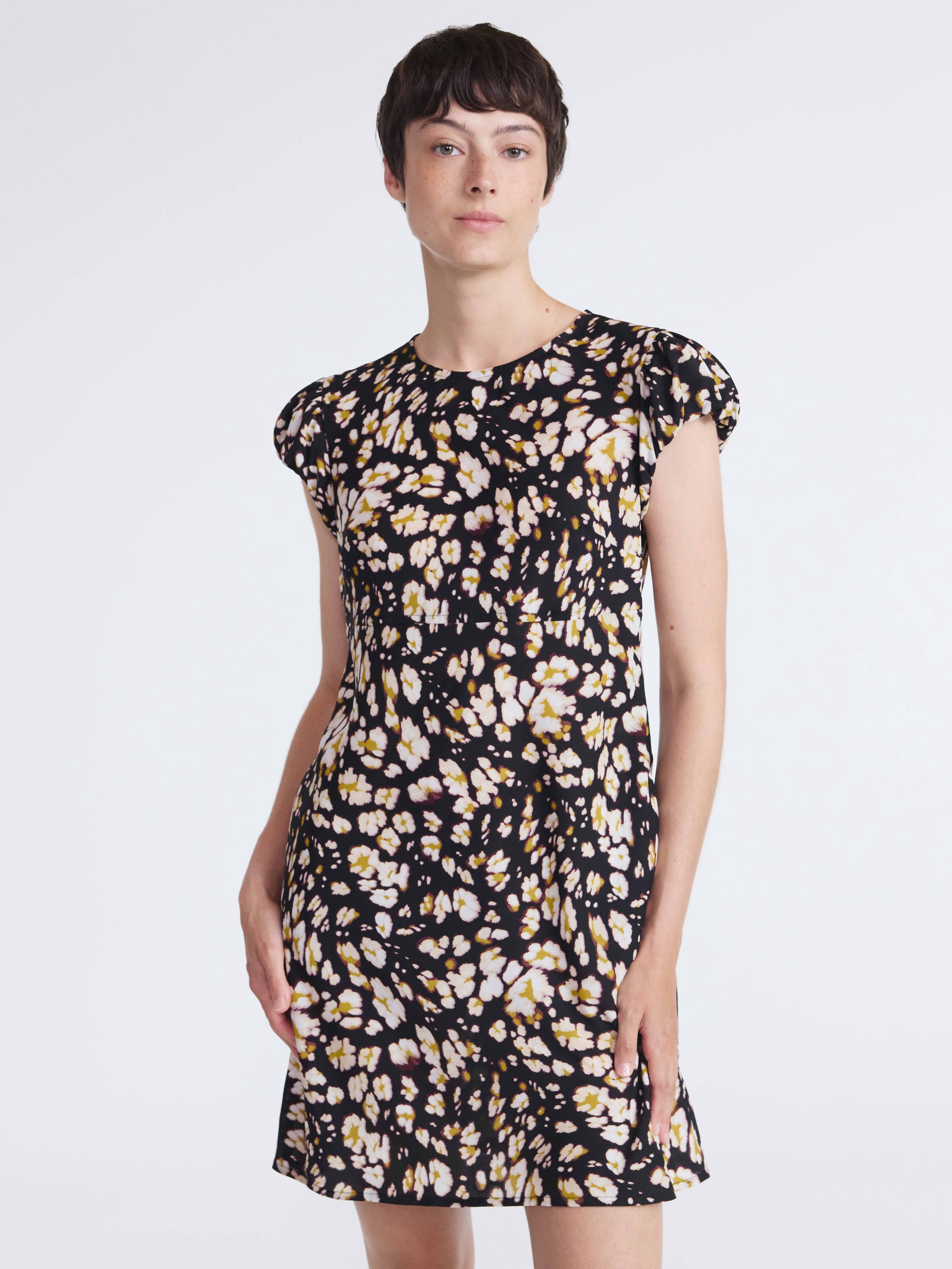 Scoop Women’s and Women’s Plus Tie Back Mini Dress with Volume Sleeves, Sizes XS-4X