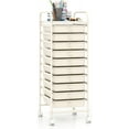 thumbnail image 1 of CRXX 10-Drawer Storage Cart w/Universal Wheel, Rolling Cart w/Handle, Home Organizer Storage Unit w/Removable Drawers, Trolley Utility Cart for Kitchen Makeup Living Room Office Play Room, Ivory, 1 of 18