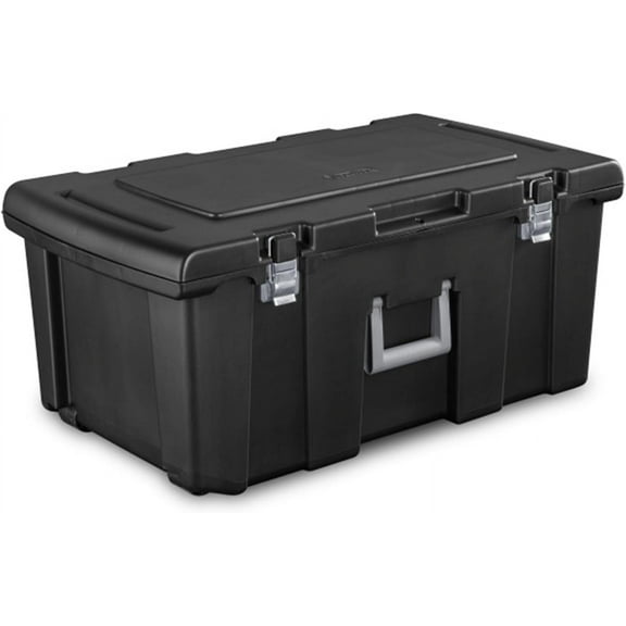 CRXX 2-Pack Footlocker, Lockable Plastic Utility Storage Container Box, Black - Heavy-Duty Organizing Containers for Home, Garage, Office, and Basement