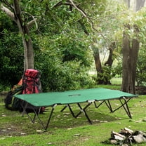 CRXX 2 Person Folding Camping Cot Portable Military Sleeping Bed w/Carry Bag，76"L x 49.2"W x 15.7"H，Green