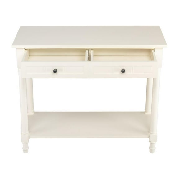 CRXX 2 Tiers Console Table with 2 Drawers Storage Shelf Sofa Table Hallway Furniture-Cream White