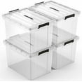 thumbnail image 1 of CRXX 23 Gallon / 92 Qt Storage Box, Stackable Bin with Lid, Plastic Container, 4 Pack, 1 of 7