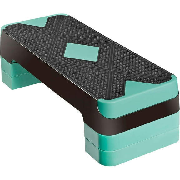 CRXX 26.5 Inch Aerobic Exercise Step Platform for Home Gym, 4 6 8Adjustable Risers for Home Gym Fitness Workout, Stepper Step Trainer, Green