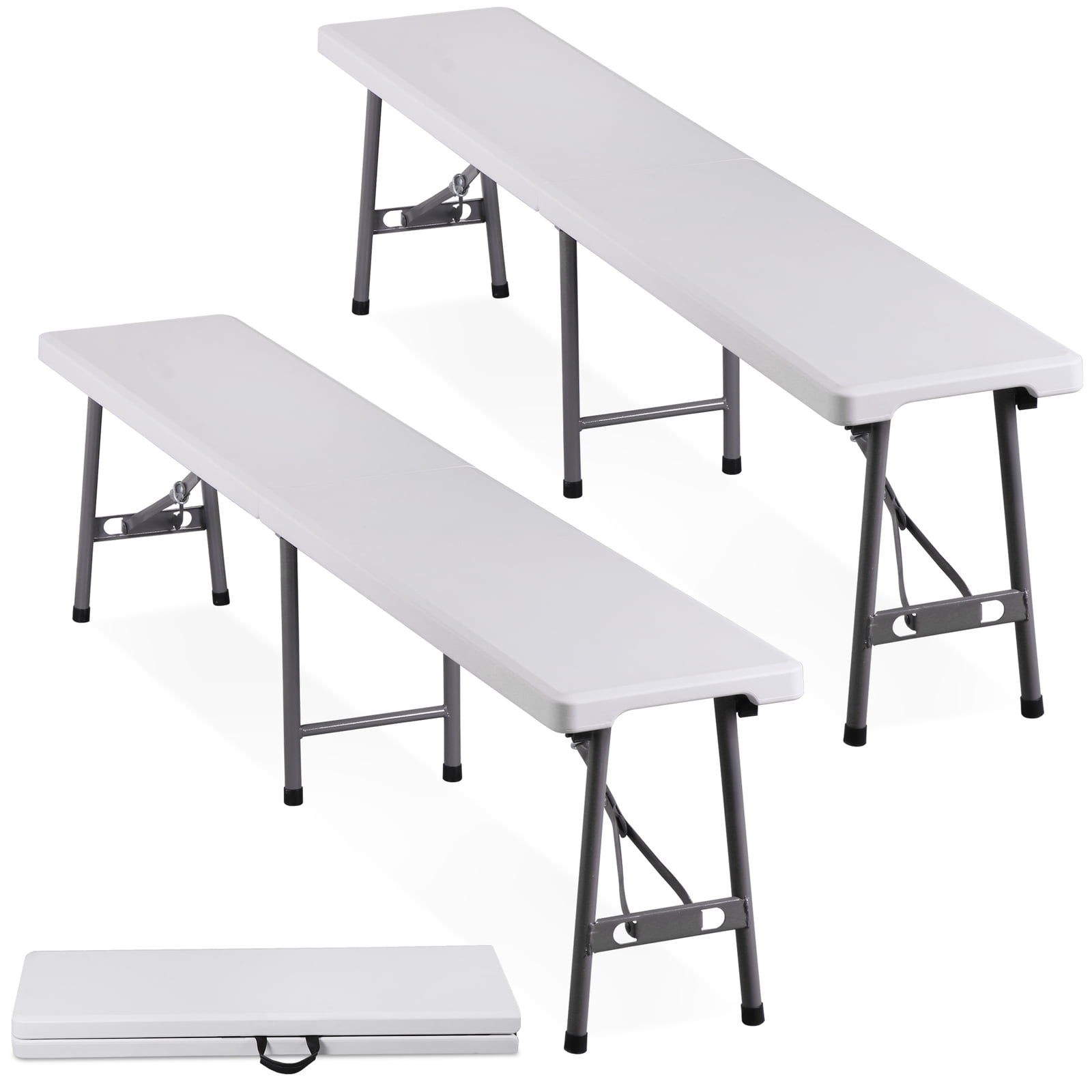 Compact Bench For R Storage CRXX 2PCS 6FT Heavy-Duty Plastic Folding Bench – Weather-Resistant ...