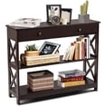 thumbnail image 1 of CRXX 3-Tier Entryway Table with Storage, Narrow Console Table w/Drawers & Shelves, X-Design Sofa Side Tables for Hallway, Modern Entry Tables for Foyer Living Room Bedroom (Espresso), 1 of 10
