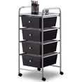thumbnail image 1 of CRXX 4 Drawers Cart Storage Bin Organizer Rolling Storage Cart Metal Frame Plastic Drawers Flexible Wheels Home Office Scrapbook Supply & Paper Shelf,Black, 1 of 8