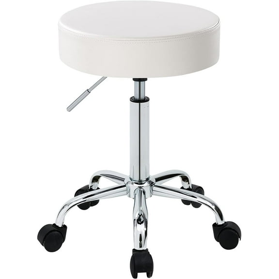 CRXX 410 Height Adjustable Swivel Rolling Chair Massage Medical Clinic Tattoo Spa Salon Stool with Wheels (White)