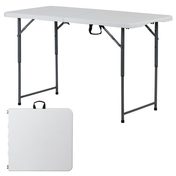 CRXX 4FT Folding Table Heavy Duty Plastic Foldable Table Banquet Table w/Handle Lock
