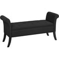thumbnail image 1 of CRXX 52in Ottoman Bench Linen End of Bed Bench with Storage Footstool with Rolled Arms for Bedroom Window Sear Entryway Vanity, Black, 1 of 10