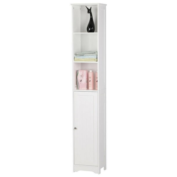 CRXX 67'' Freestanding Floor Bathroom Storage Cabinet - Narrow Slim Tall Tower Cabinet with Adjustable Shelves, Space-Saving Organizer for Toiletries, Towels & Bathroom Essentials
