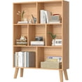 thumbnail image 1 of CRXX 7 Cube Bookshelf, 3 Tier Modern Bookcase with Legs, Mid-Century Modern Wood Book Shelves Storage Freestanding Organizer Display Shelf for Bedroom,Living Room,Office-Natural-80 CM-With Legs, 1 of 7
