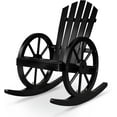 thumbnail image 1 of CRXX Adirondack Rocking Chair, Wood Wagon Rocker, Outdoor Wooden Carbonized Lounge Chairs with Wheel Armrest for Garden Patio Country Yard Porch(Black), 1 of 8