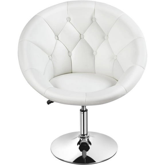 CRXX Adjustable Accent Chair Upholstered Swivel Vanity Chair for Make up Room Bedroom Office, White