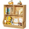 thumbnail image 1 of CRXX Baby Toddler Bookshelf and Storage Organizer, Kids Cabinet and Bookcase, Wooden 3 Cubby Children Book Shelf for Playroom, Bedroom, Nursery, School 23.62'' H-2 Tier-Small-Natural, 1 of 7