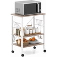 thumbnail image 1 of CRXX Baker's Rack on Wheels, Kitchen Mobile Serving Cart, 3-Tier Microwave Stand with Adjustable Shelves, Coffee Bar Rolling Storage Trolley, Utility Cart Organizer for Living Room-Beige, 1 of 10