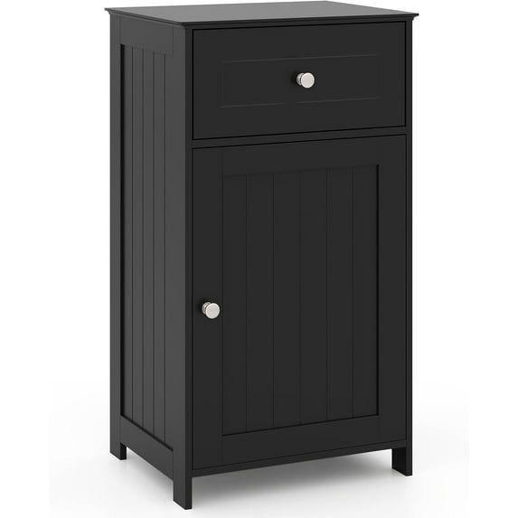 CRXX Bathroom Floor Cabinet, Freestanding Storage Unit with Door, Drawer and Adjustable Shelf for Living Room, Hallway, Entryway, 17" L x 13.5" W x 30.5" H-Black