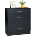 thumbnail image 1 of CRXX Black 4 Drawer Dresser for Bedroom, Modern Nightstand Storage Chest of Drawer, Wooden Side Table End Table, Living Room, Reception Room, 1 of 10