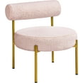 thumbnail image 1 of CRXX Boucle Vanity Chair, Modern Tufted Accent Chair, Cozy Sherpa Barrel Chair with Gold Legs, Club Chair for Living Room Bedroom Makeup Room Home Office, Pink,1, 1 of 9