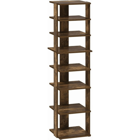 CRXX Compact 8-Tier Vertical Space Saving Free Standing Shoe Tower, Shoe Rack for Closet Entryway, Amber Pine