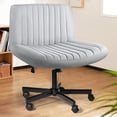 thumbnail image 1 of CRXX Criss Corss Chair with Wheels,Fabric Padded Armless Wide Office Desk Chairs,120° Rocking Swivel Mid Back Computer Task Vanity Chair for Home Office, Small Space,Grey, 1 of 10