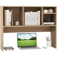 thumbnail image 1 of CRXX Desktop Bookshelf, Countertop Storage Hutch with 4 Shelves for Computer Desk, Dressing Tabletop Display Rack, Multipurpose Desk Hutch Storage Organizer for Home Office Dorm, Natural, 1 of 9