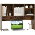 thumbnail image 1 of CRXX Desktop Bookshelf, Countertop Storage Hutch with 4 Shelves for Computer Desk, Dressing Tabletop Display Rack, Multipurpose Desk Hutch Storage Organizer for Home Office Dorm (Rustic Brown), 1 of 9