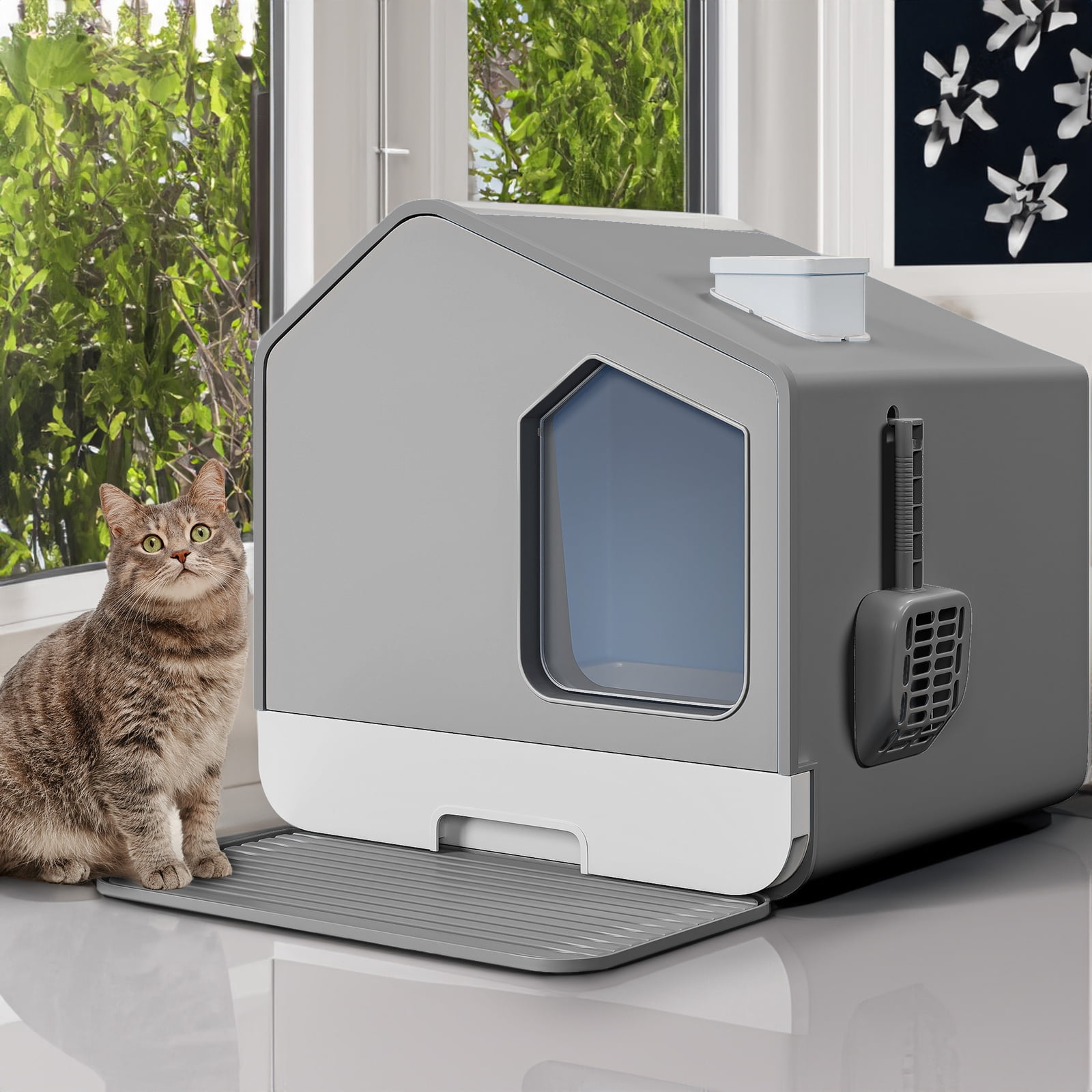 CRXX Extra Large Enclosed Cat Litter Box No Smell Pets Stain Resistant Anti-Splashing