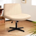 thumbnail image 1 of CRXX Fabric Padded Desk Chair No Wheels, Armless Wide Swivel Home Office Desk Chair,120° Rocking Mid Back Ergonomic Computer Task Vanity Chair for Office, Home, Make Up,Small Space (Yellow), 1 of 9